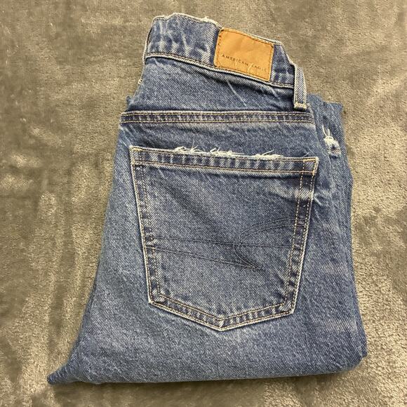 American Eagle Jeans Womens 000 Blue Super High Rise Straight Distressed - Picture 1 of 12